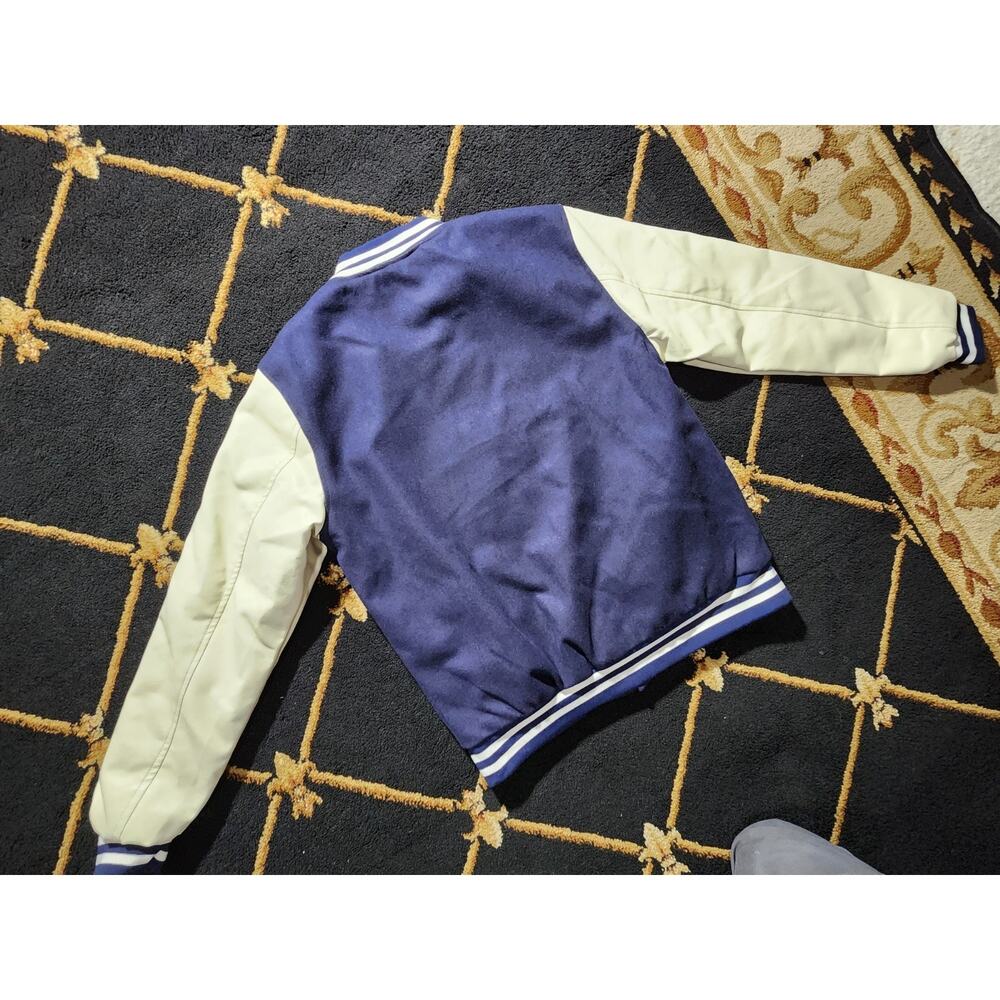 Southpole Men’s Varsity Jacket M Blue White Snap Front Logo Patch Lined - Picture 8 of 8